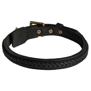 Braided Leather Collar for Schutzhund Dog