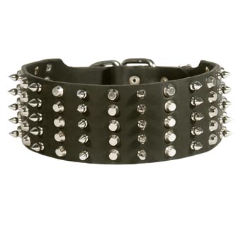 Schutzhund Dog Spiked Studded  Leather Collar