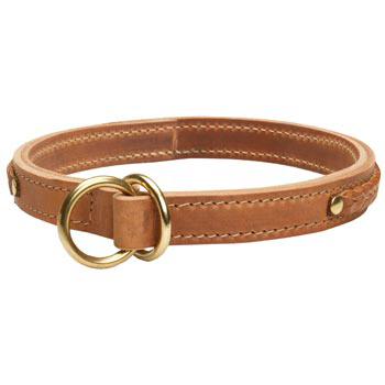  2 Ply Leather Choke Collar for Schutzhund Dog