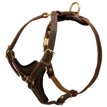 Schutzhund Dog Harness Y-Shaped Brown Leather Easy Adjustable for Best Fit