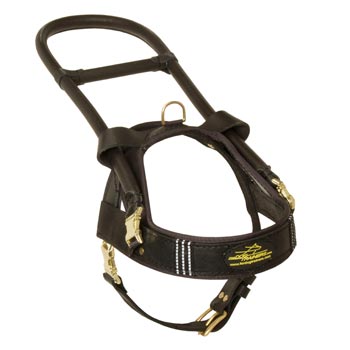 Schutzhund Dog Leather Guide Harness with ID Patches