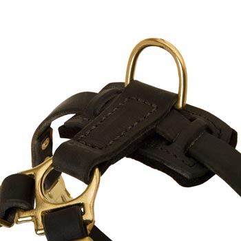 D-ring on Leather Schutzhund Dog Harness for Puppy Training