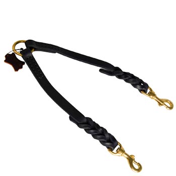 Leather Braided Schutzhund Dog Coupler Leash