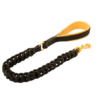 Leather Schutzhund Dog Leash with Brass Snap Hook and O-ring