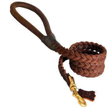 Multipurpose Leather Braided Schutzhund Dog Leash