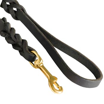 Schutzhund Dog Leash Brass Snap Hook and Soft Handle