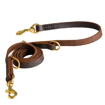 Strong Leather Leash for Schutzhund Dog Successful Training