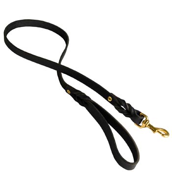 Designer Leather Schutzhund Dog Leash Black Super Fashion