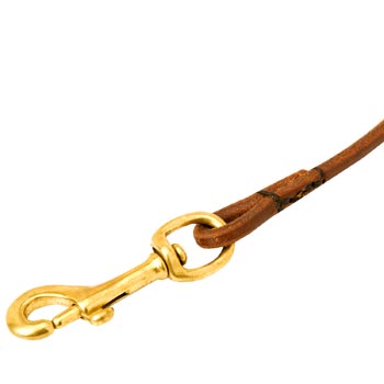 Schutzhund Dog Round Leather Leash with Massive Snap Hook