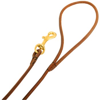 Leather Schutzhund Dog Leash with Comfy Round Hnadle