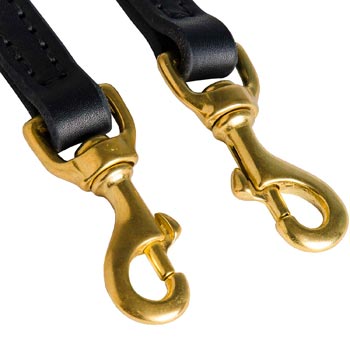 Leather Leash for Schutzhund Dog with Rust Resistant Snap Hooks