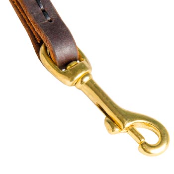 Schutzhund Dog Leash Leather with Brass Snap Hook for  Collar Clasping