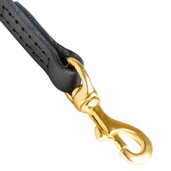 Schutzhund Dog Leather Leash with Massive Gold-like Snap Hook