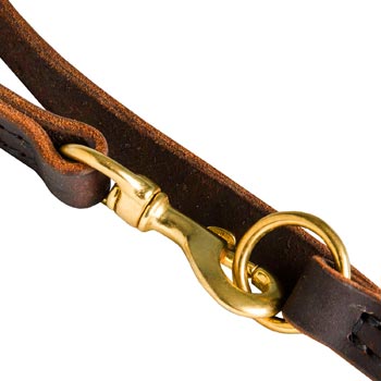 Schutzhund Dog Leather Leash with Brass Snap Hook and O-ring