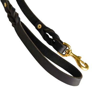 Dog Leash Leather with Snap Hook Brass-Made for Schutzhund Dog