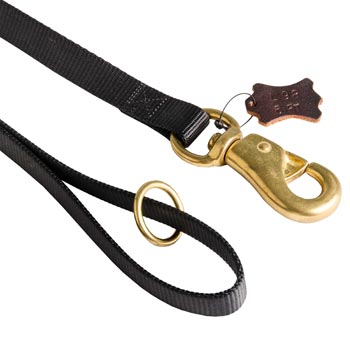 Schutzhund Dog Nylon Leash with Brass O-ring and Snap Hook