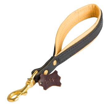 Padded on the Handle Leather Schutzhund Dog Leash with Brass Snap Hook