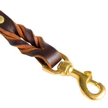 Schutzhund Dog Short Leather Pull Tab with Rust-proof Snap Hook