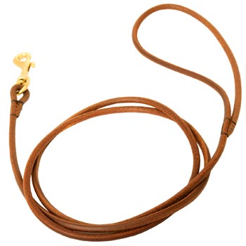 Leather Round Leash for Schutzhund Dog Elegant Look