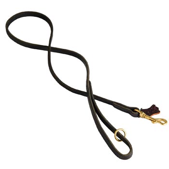 Leather Dog Leash Stitched with Smooth Surface for  Schutzhund Dog