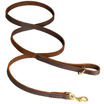 Classic Stitched Leather Schutzhund Dog Leash