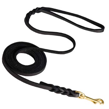 Training Leather Schutzhund Dog Leash with Amazing Braids