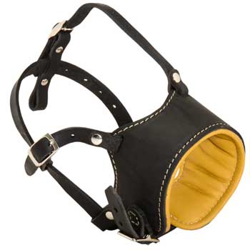 Adjustable Schutzhund Dog Muzzle Padded with Soft Nappa Leather for Anti-Barking Training